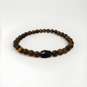 Bracelet Tiger's Eye Stones Swarovski Crystal Dung Beetle Gratitude Stretch